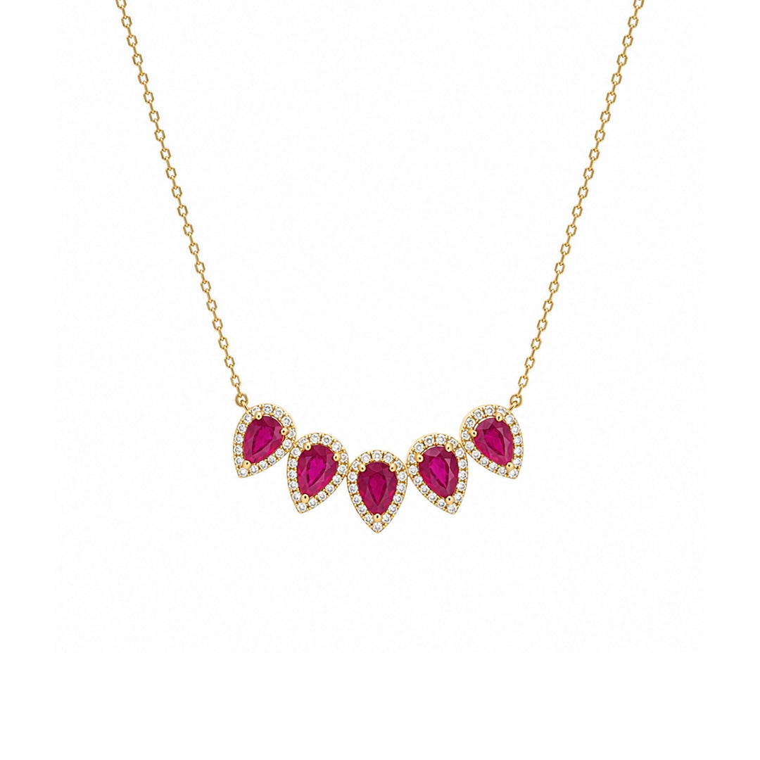 Ruby & Diamond Drop Necklace