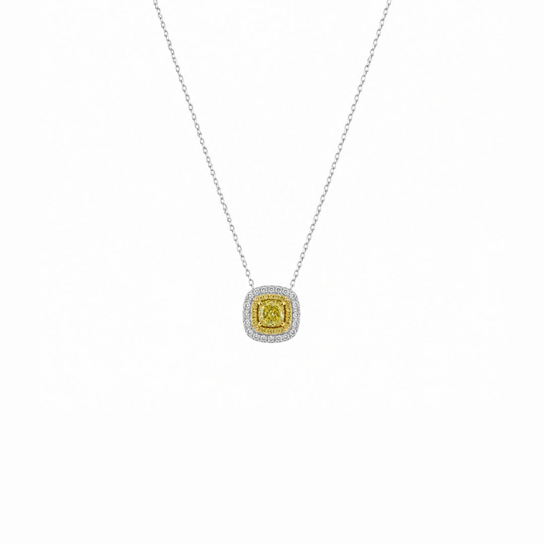 Cushion Cut Yellow Cushion Diamond Necklace