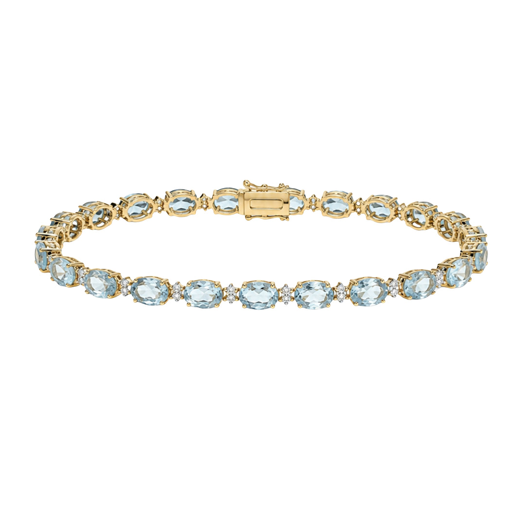 Oval Aquamarine & Diamond Bracelet