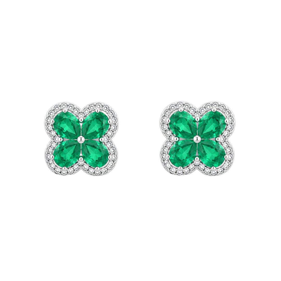 Emerald Flower Studs