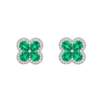 Load image into Gallery viewer, Emerald Flower Studs
