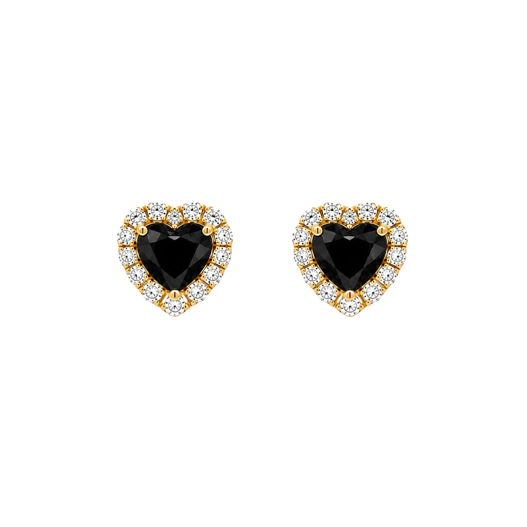 Sapphire Heart Studs with Diamond Halo