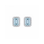 Load image into Gallery viewer, Aquamarine Studs with Diamond Halo
