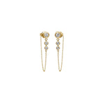 Load image into Gallery viewer, Bezel Diamond Trinity Piercing/Earring with Chain
