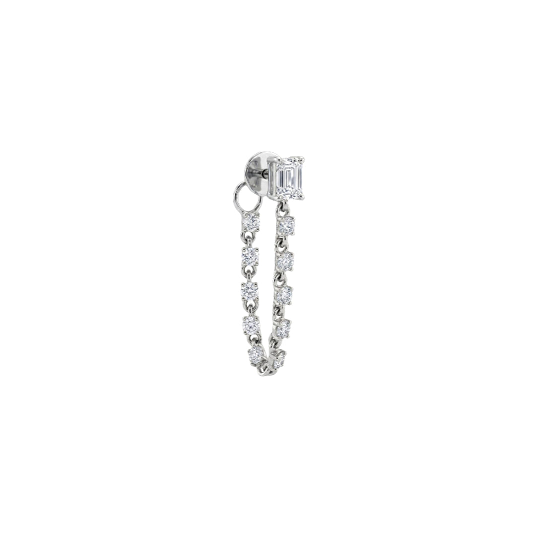Emerald Cut Diamond Chain Piercing