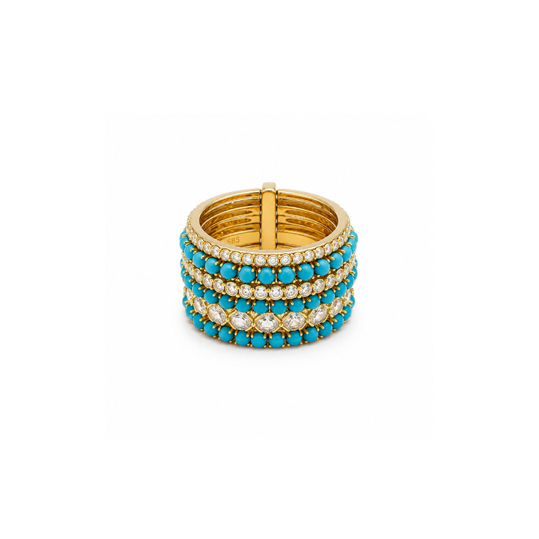 Multiple Turquoise and Diamond Ring