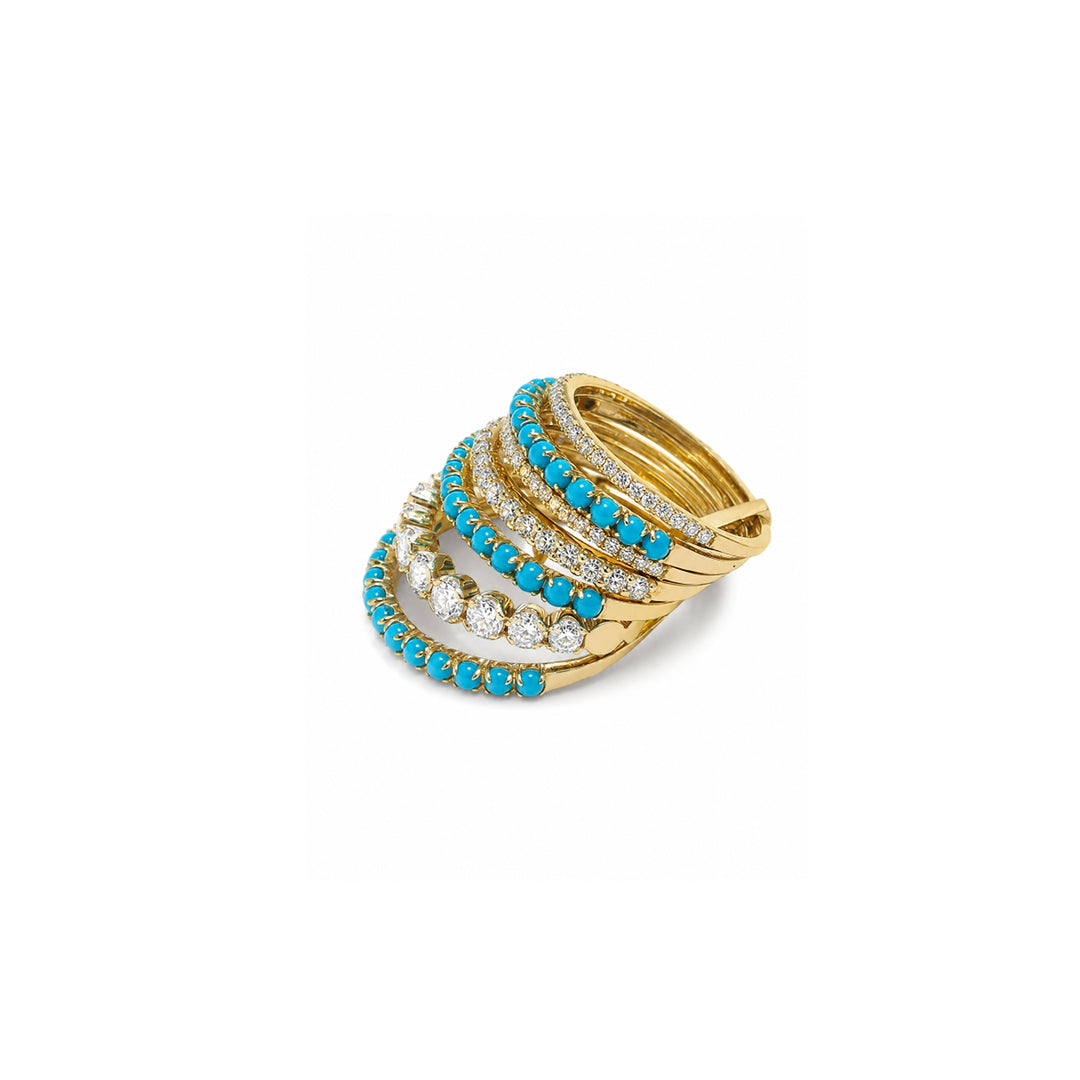 Multiple Turquoise and Diamond Ring