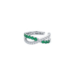 Load image into Gallery viewer, Diamond &amp; Emerald X Earcuff
