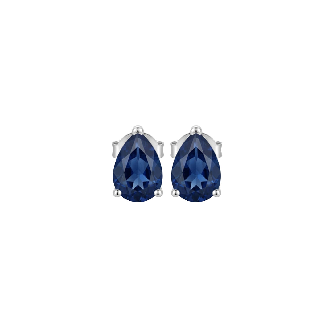 Sapphire Pear Stud