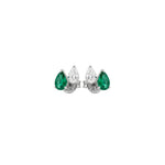 Load image into Gallery viewer, Piercing/Earring Toi et Moi Emerald &amp; Diamond
