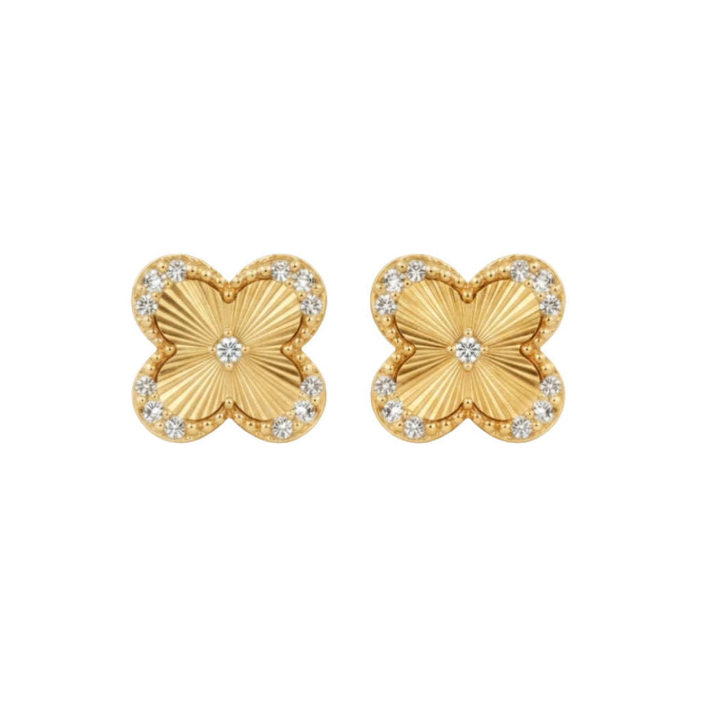 Diamond Golden Flower Studs