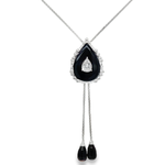 Load image into Gallery viewer, Onyx &amp; Diamond Drop Necklace
