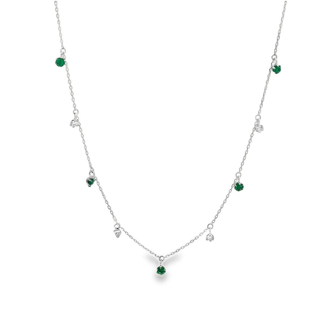 Emeralds & Diamonds Dangling Necklace
