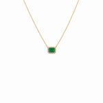 Load image into Gallery viewer, Emerald Necklace with Diamond Halo
