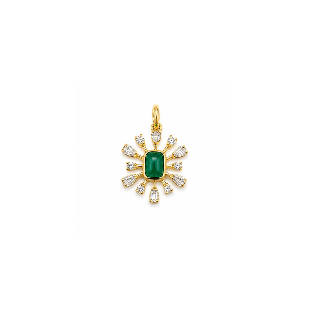 Diamond and Emerald Flower Pendant