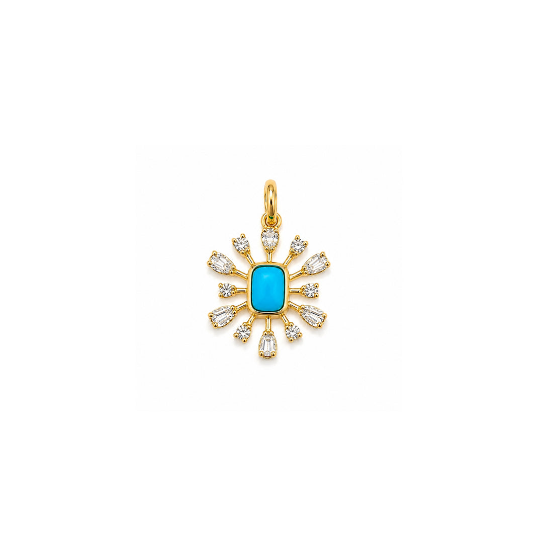 Diamond and Turquoise Flower Pendant