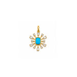 Load image into Gallery viewer, Diamond and Turquoise Flower Pendant
