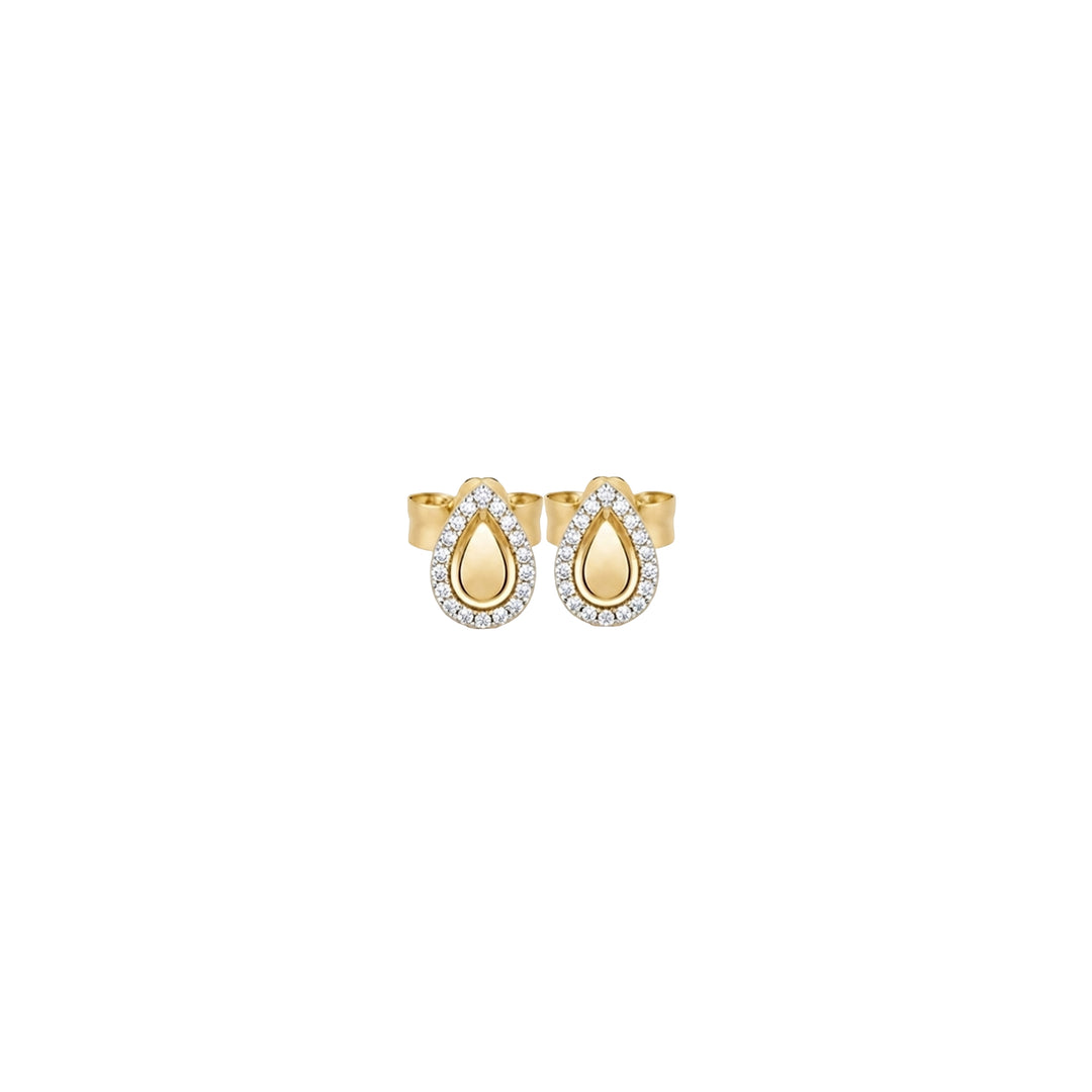 Gold Drop & Diamond Halo Piercing/Earring
