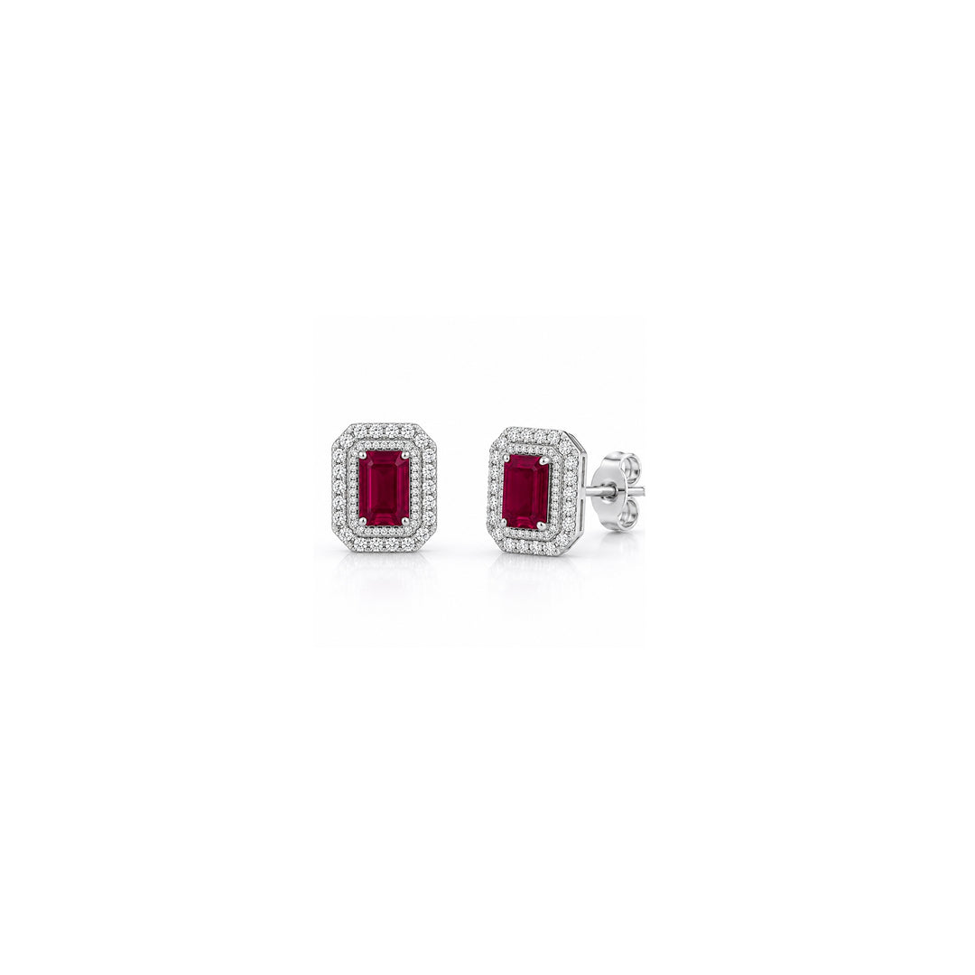 Ruby & Diamond Studs